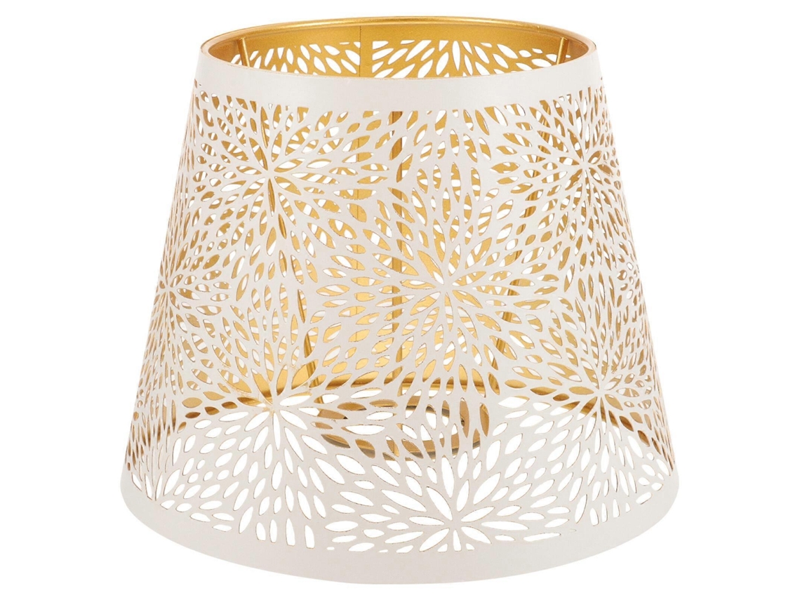 Abajur Metálico E27 Para Quarto, Cúpula Decorativa Vazada Luminária De Mesa, Lustre Ou Casa, Na Cor Branca.-aquaforge