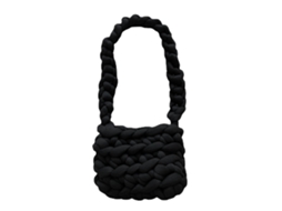 Bolsa Tote de Lã Tecida À Mão Exquisita para Vida Diária Preta Materiais Premium