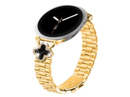 Pulseira Para Samsung Galaxy Watch 9 40/44 Mm, Bracelete De Senhora Brilhante Com Trevo De Quatro Folhas Dourado Hexinyigjly