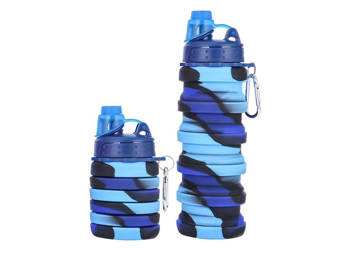 Rebe botella de Água Colapsável de Silicone Linjou, 500ml, Esportes e Atividades Ao Ar Livre, Azul