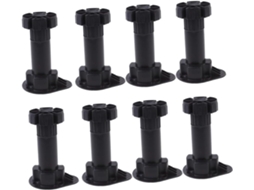Conjunto De 8 Pés Plástico Grossos E Ajustáveis Para Móveis, Ideais Para Proteger Sofás E Armários, Na Cor Preta