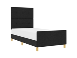 Conjunto 1 Estrado De Cama Plataforma Vidaxl Preto Tecido (90 X 190 Cm)