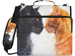 Organizador de Arquivos Branco com 3 Argolas, Resistente à Água e com Zíper, Estampa de Pantera em Aquarela, Ideal
