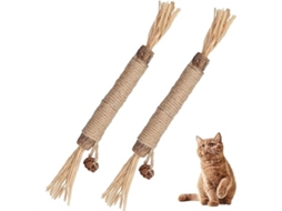 2 Varas de Erva dos gatos, para Roer, Brinquedos para Gatos Interior, Madeira Natural Roerem, Ideal para Crianças, Educativo, Durável, Perf STELASPLEN