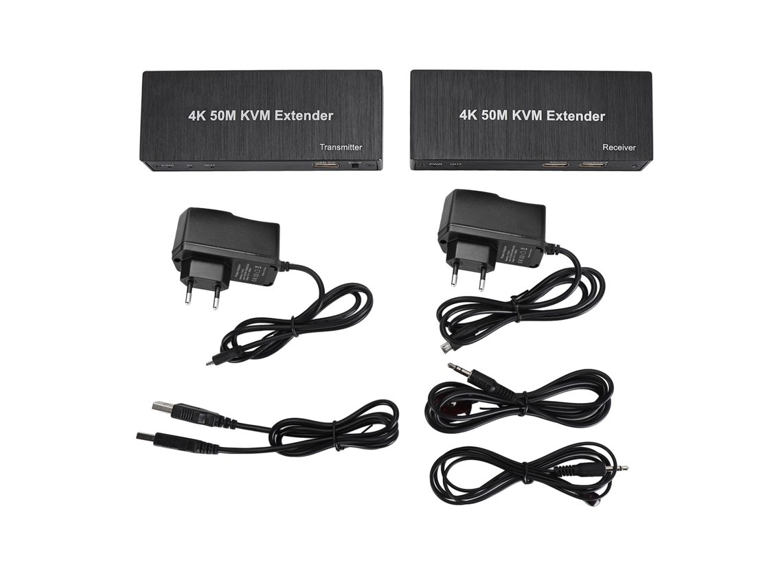 Extensor Kvm 4k 50m Via Cat6 com Saída Loop 3d Hd Suporte Mouse Teclado 1080p 60hz Plug Eu | S/MARCA
