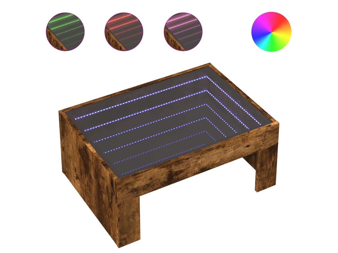 Mesa de centro com luzes LED Infinity MAISON EXCLUSIVE Carvalho Fumado (70x50x30 cm)