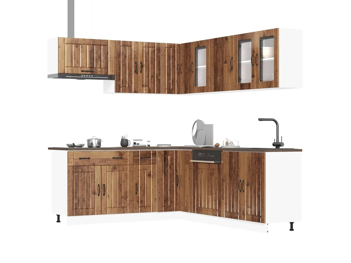Vidaxl 11 Peças Armário De Cozinha Conjunto Lucca Madeira Velha