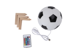 2026 lâmpada de Noite Futebol com Controle Remoto Rgb 16 Cores Mudáveis Usb Bola de Vidro Base de Madeira para Crianças Decoração Esportiva