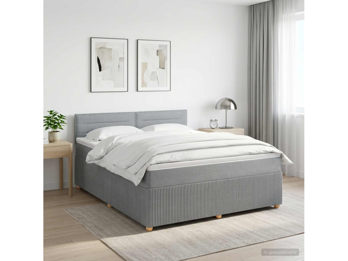 Vidaxl Cama Box Spring Com Colchão Cinzento-claro 140 X 200 Cm Tecido