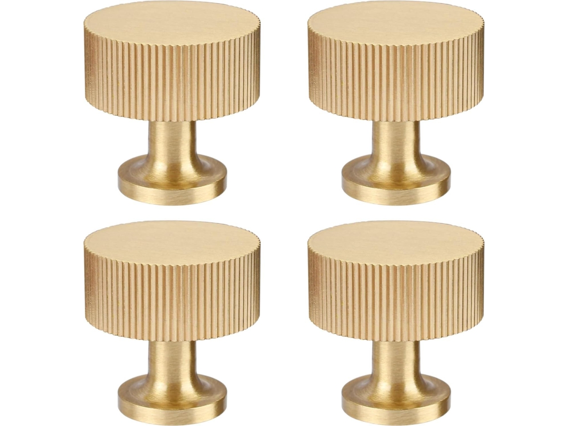 Conjunto De 4 Puxadores Latão Maciço Para Armários, Gavetas E Cômodas, Na Cor Dourada, Estilo Moderno 25mm X, Com
