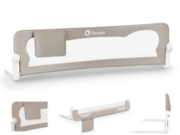 Barreira De Cama Lionelo Eva 150cm - Dobrável 180° - Alumínio - Bolso Lateral - Correias De Fixação Bege