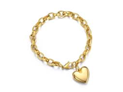 Pulseira com Pingente em Forma de Coração, Corrente Dourada Ajustável, Joia Elegante como Presente de Aniversário, Ergonômico, Uso Diário STELASPLEN
