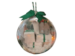 Enfeite Mini Caixa de Natal com Laços Coloridos para Decoração