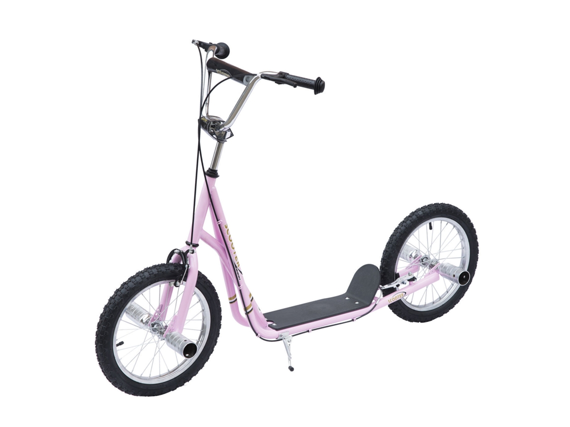 Scooter Infantil Com Pneus De Ar, 16 Polegadas, Rosa, Ideal Para Crianças.