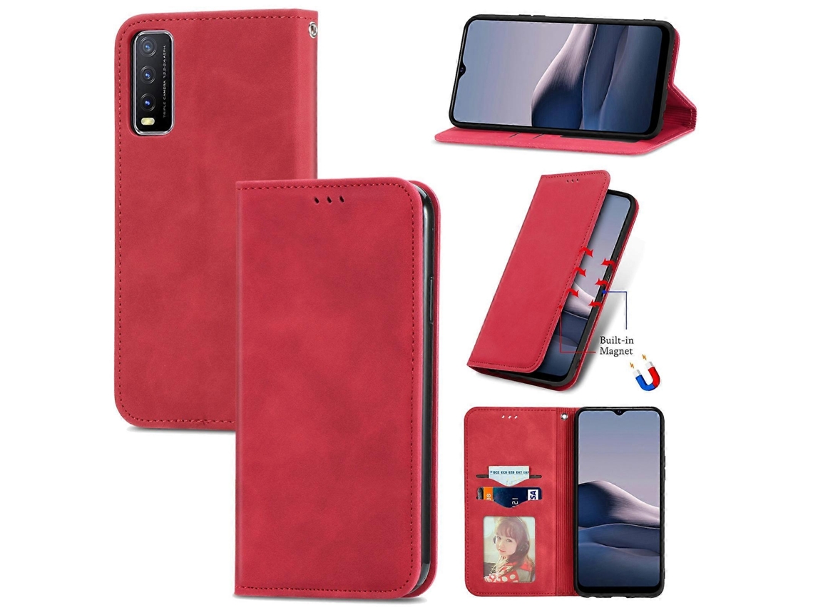 Capa De Couro Flip Horizontal Magnética Com Sensação De Pele Retrô Para Vivo Y20 / Y20 2021