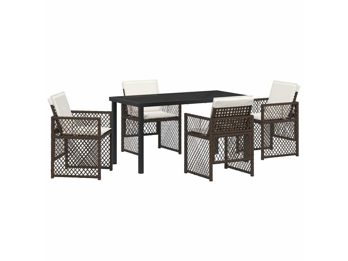 Conjunto de Jantar para Jardim 5 Pcs Castanho Vime Pe MAISON EXCLUSIVE