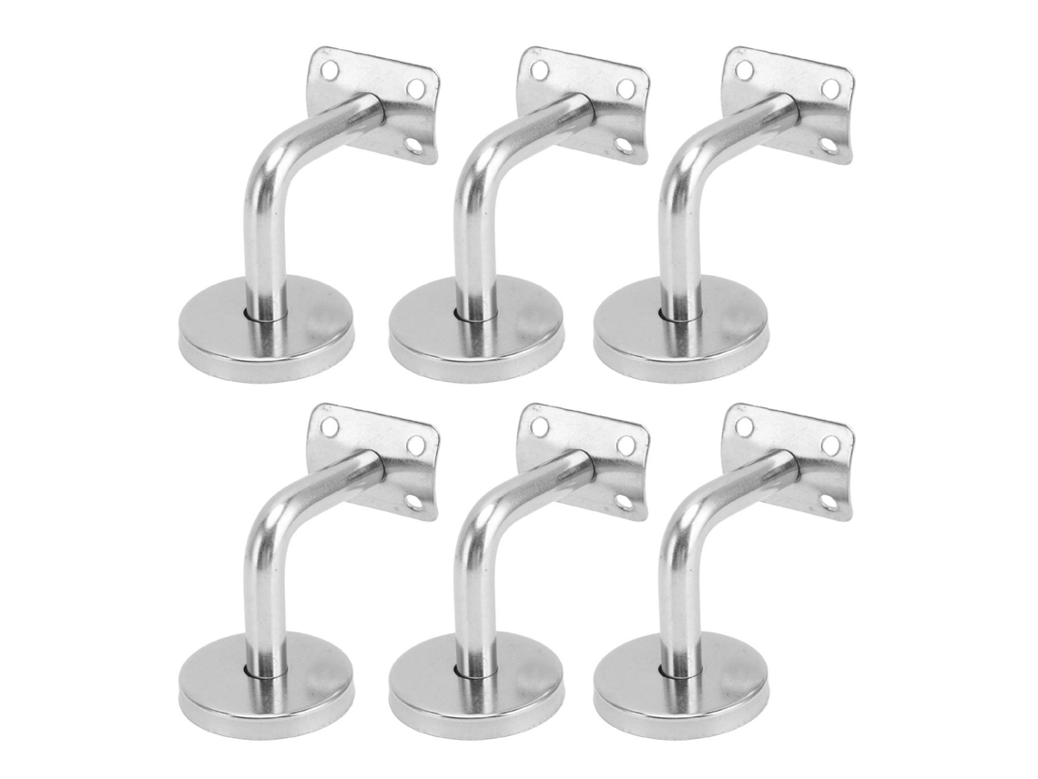 Conjunto De 6 Suportes De Corrimão Parede Laxiscreed Em Aço Inoxidável 201 60x60mm