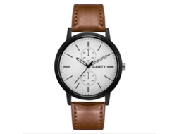 Reloj Hombre Gaiety Estilo Simple Correa Pu Dial Redondo Cuarzo Marrón Claro
