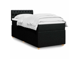 Vidaxl Cama Com Molas/colchão 100x200 Cm Tecido Preto