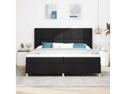 Vidaxl Cama Box Com Cabeceira Preto 200 X 200 Cm Tecido