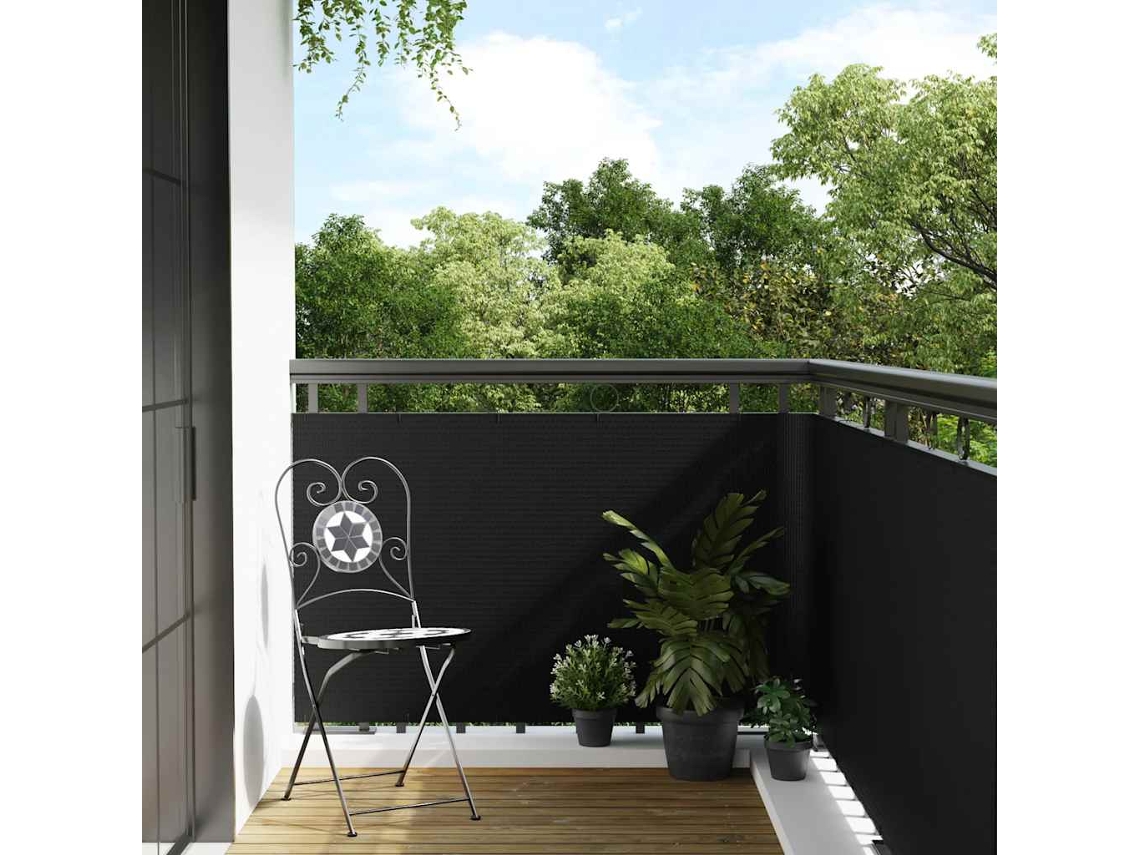Vidaxl Tela De Varanda 500x100 Cm Vime Pe Preto