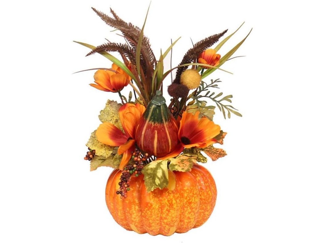 Calabaza Artificial Grande Decoración Mesa Halloween Acción De Gracias Otoño Fiesta 40cm Verde Amarillo