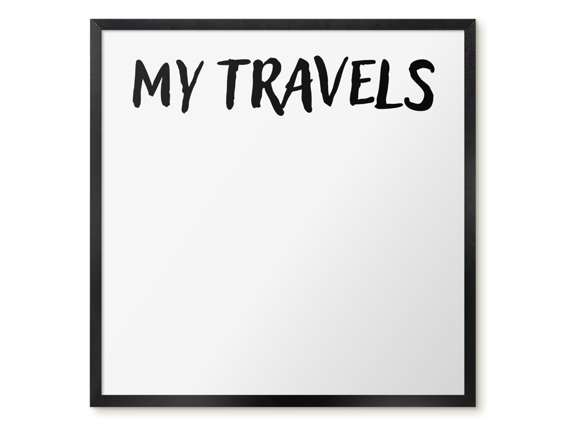 Quadro de vidro magnético Minhas Viagens Para o Hall Espelharte (50x50 cm)
