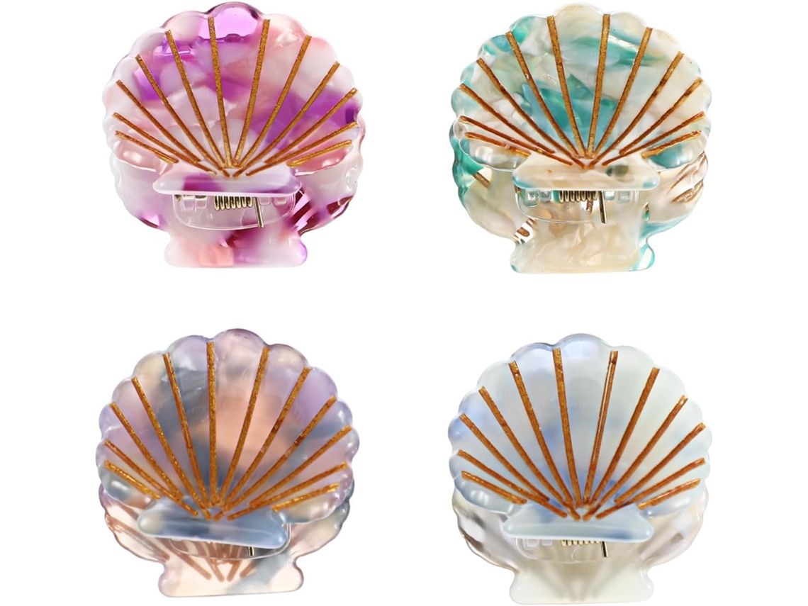 Conjunto De 4 Presilhas De Cabelo Fofas, Pequenas E Resistentes, Em Formato De Concha.