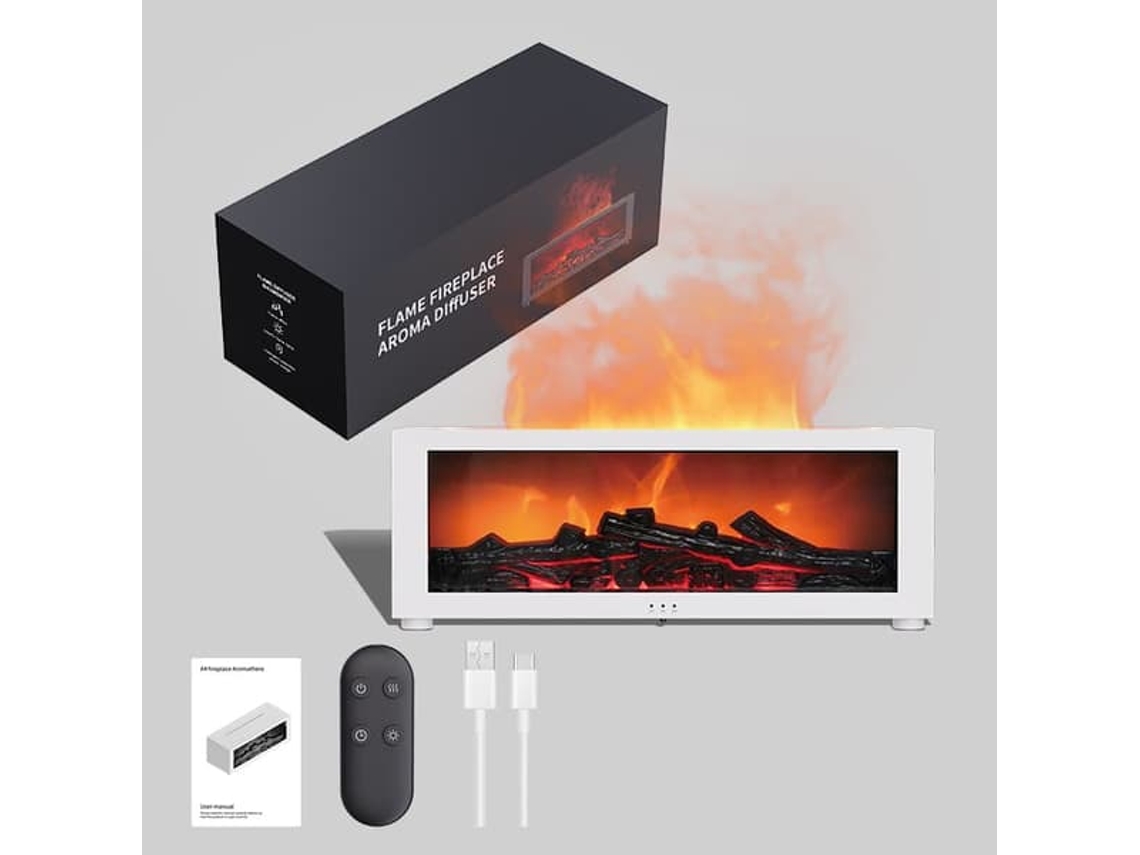 Umidificador para Lareira com Efeito de Chama LED, Controle Remoto, Temporizador BRILVIBERA