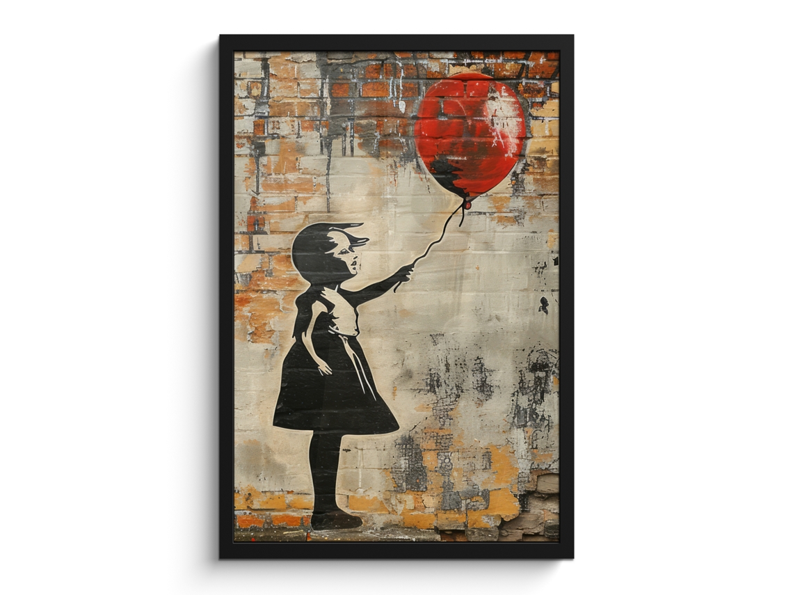 Poster Emoldurado Graffiti - Banksy - Rapariga - Arte De Rua 40x60 Cm