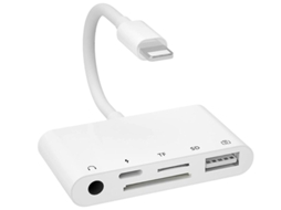 Adaptador De Câmera Usb Otg Dual 3 Em 1, Com Plugue De Alimentação, Compatível Iphone 12, 11 Etc, Teclado Midi, Mouse Etc Branco Bestvite
