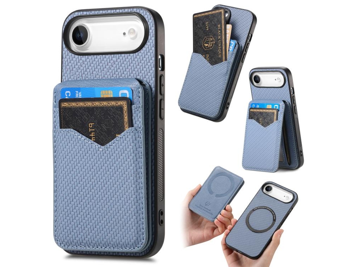 Capa Para Iphone 17 Air - Fibra De Carbono Com Magsafe - Capa Com Dobra Vertical Para Cartões