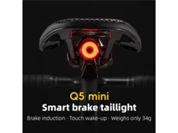 Rockbros Q5 Mini Lanterna Traseira Inteligente Bicicleta Preta Sensor Vibração Luz Freio Sensor Luz Ipx6 Tipo-c Mtb Estrada Ciclismo Noturno