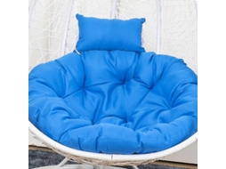 Cojin Para Cadeira De Balanço Com Apoio Cabeça, Material Poliéster E Espuma, Lavável Com Fecho Zipper Azul