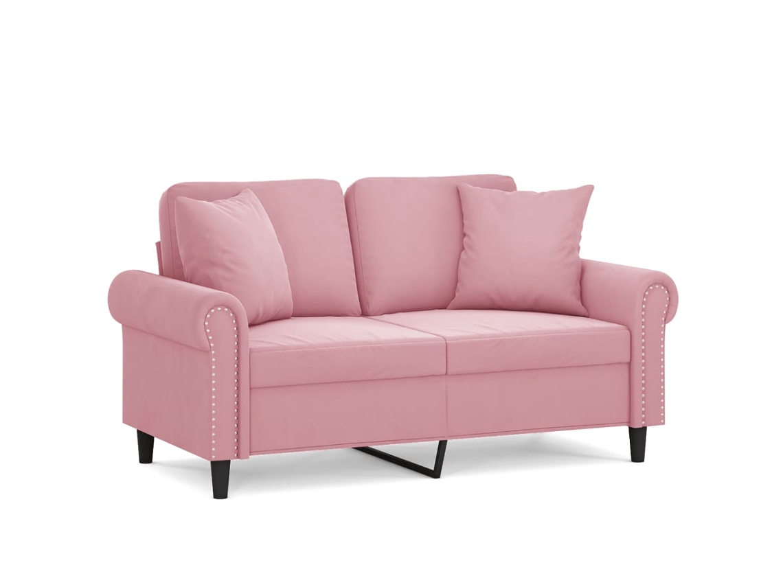 Maison Exclusive - Sofá 2 Lug. C/ Almofadas Decorativas 120 Cm Veludo Rosa