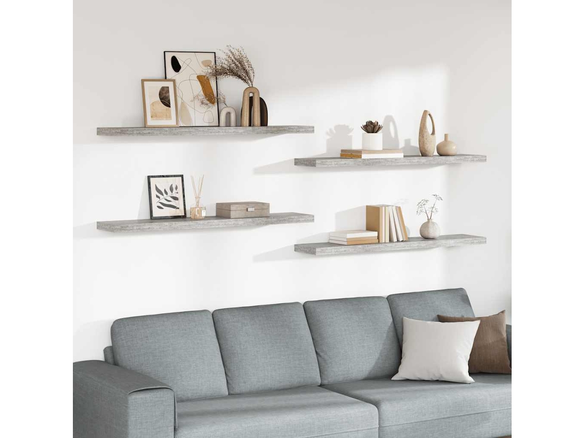 Vidaxl Prateleiras De Parede 4 Pcs 120x23,5x3,8cm Mdf Cinzento-cimento
