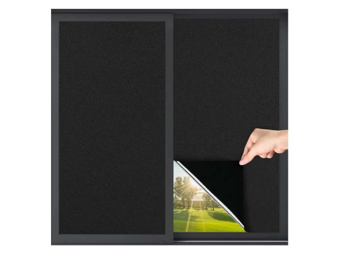 Película De Blackout Total Para Vidro - Bloqueio De Luz E Proteção Solar Para Dormir - 45x200cm - Preto