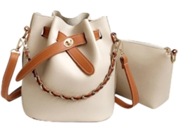 Bolsa De Ombro Feminina Bege Em Pu, Elegante Bolsa Saco Com Cordão, Leve E Durável, Multifuncional.
