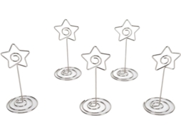 Conjunto de 20 Prendedores de Mesa em Espiral Prateados em Formato de Estrela para Fotos. SFUSHOS
