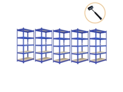 Prateleiras de metal azul Meta3 Q Rax 120 cm e 2 prateleiras de metal azul Monstershop 90 cm