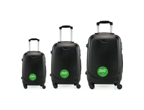 Conjunto De 3 Malas Bagagem De Mão Cabine De Viagem Grande Média Pequena 4 Rodas Giratórias 360º Pretas DED