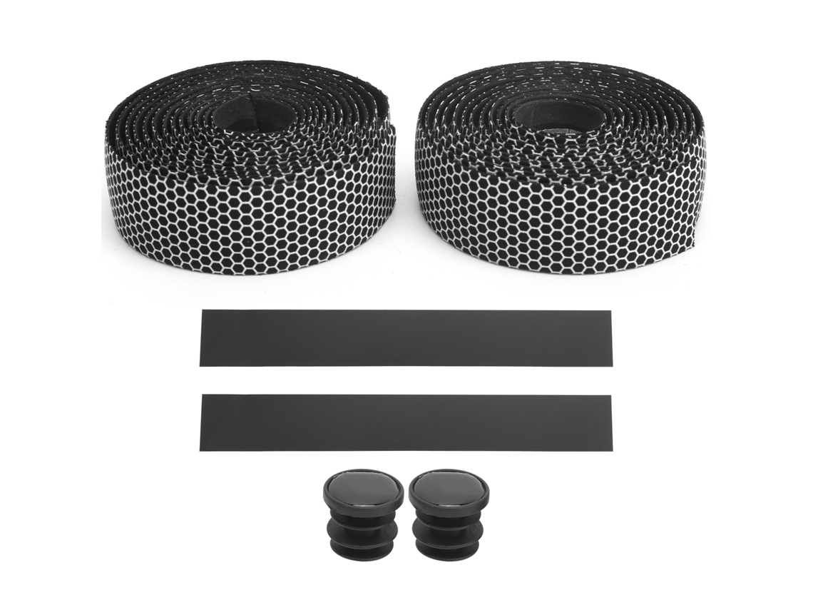 Fita De Guidão De Bicicleta Antiaderente Elástica Pu+eva Para Ciclismo Road Bike Acessório Preto Branco