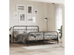 Vidaxl Estrutura De Cama Com Cabeceira E Pés 193x203 Cm Metal Preto