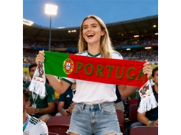 Cachecol seleção Portugal Copa 2026, estampa dupla face com brasão oficial, franjas reforçadas YANYXR