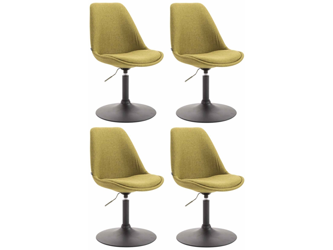 Conjunto de 4 cadeiras de jantar em tecido Maverick verde/preto CLP
