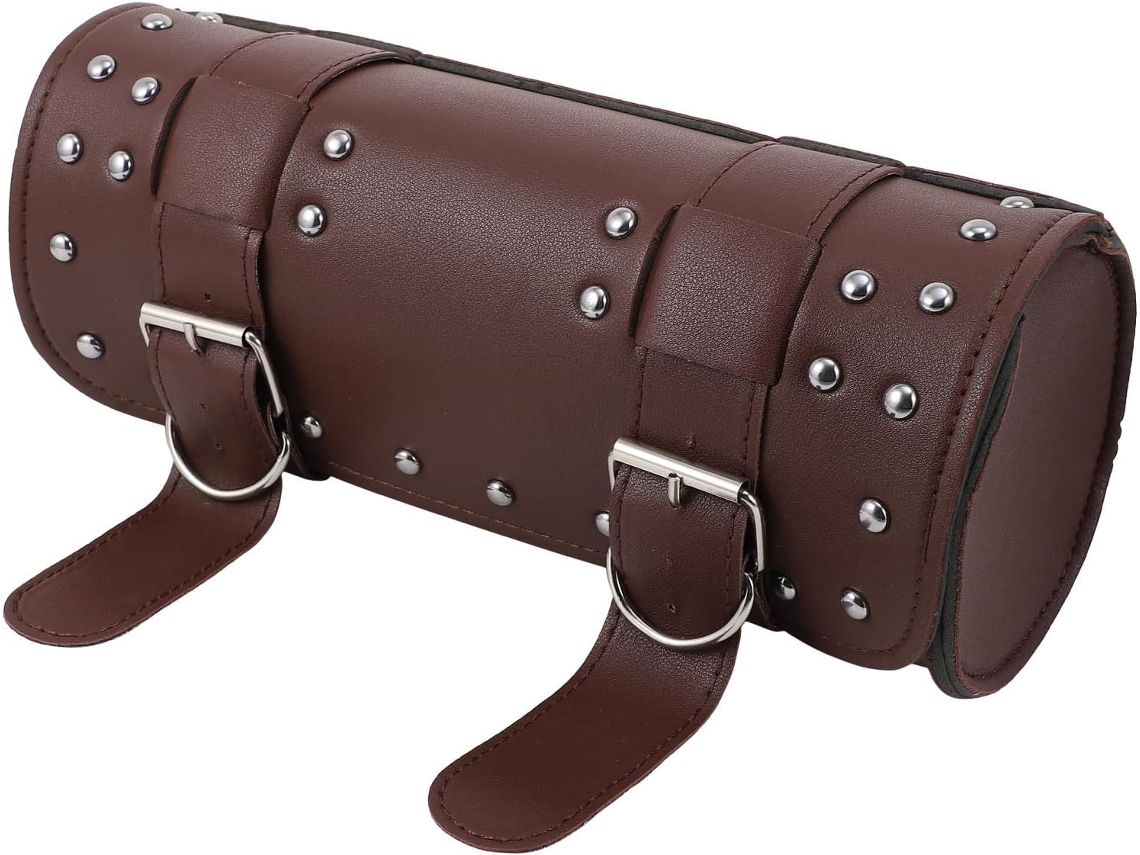 Bolsa De Ferramentas Para Motocicleta De Grande Capacidade, Em Couro Pu Marrom, À Prova D'água.