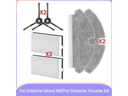 Kit Com 6 Peças De Escova, Filtro E Pano De Limpeza Para Dreame Mova M1 E Dreame Trouver M1. Peças De Reposição Para Limpeza Doméstica Eficiente.