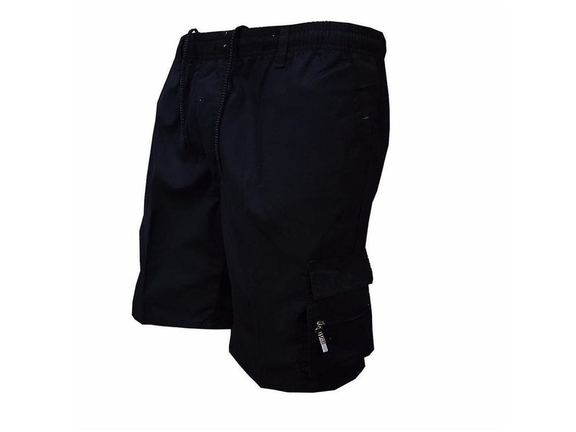 Calças Curtas Cargo Masculinas De Verão Com Cordão Elástico E Múltiplos Bolsos Tamanhos S-3xl Azul Marinho