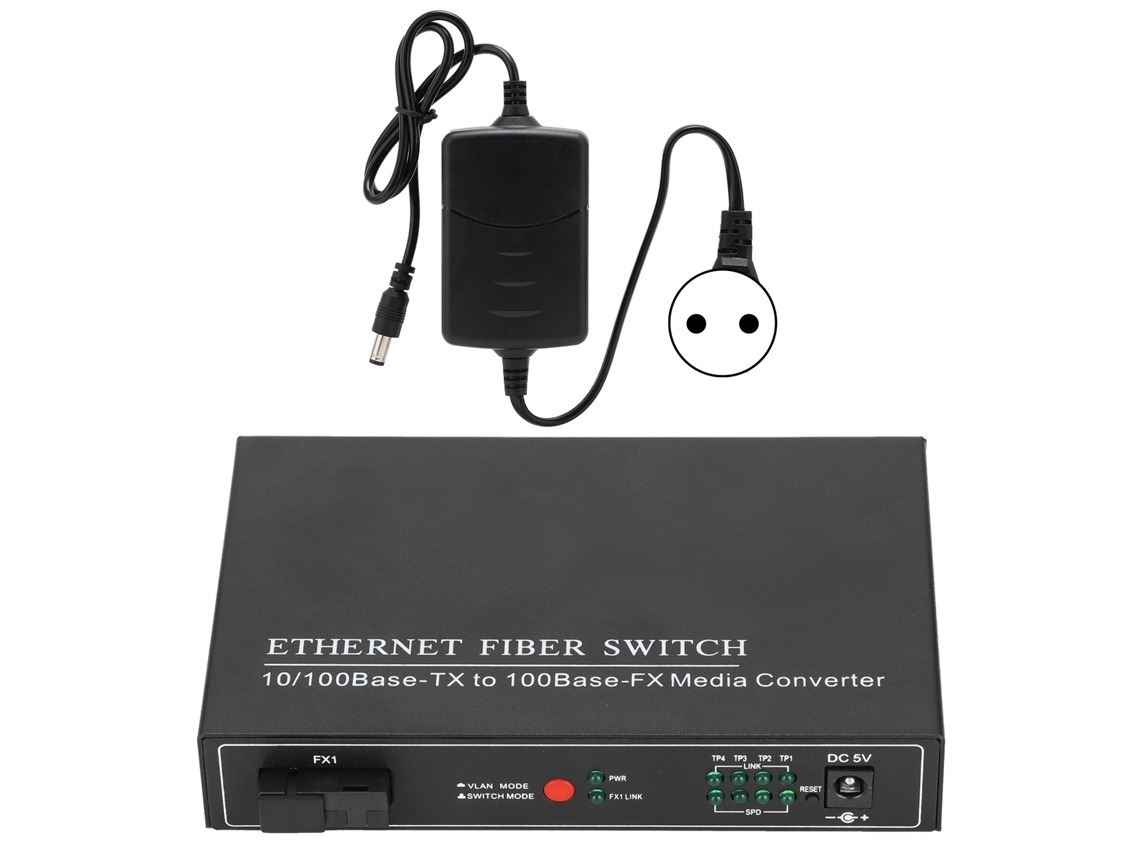 Switch de Fibra Ethernet 4 Portas TBC MC3414ES20A Plug Play Estável Redes de Computadores