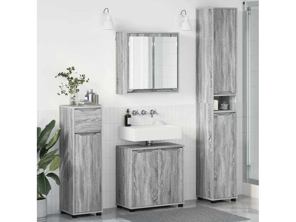 Vidaxl Conjunto De Móveis Para Banheiro 4 Unid. Cinza Sonoma
